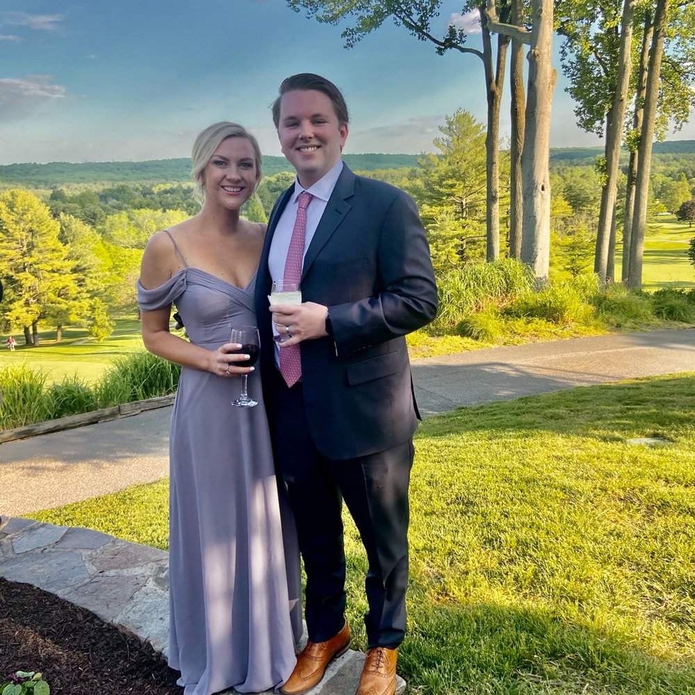 Light grey/blue bridesmaid dress